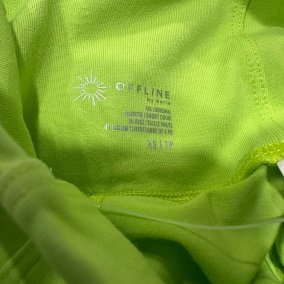 NWT Aerie Shortie Original Short Court Hi Rise Biker Shorts Neon Green XS - Picture 4 of 6